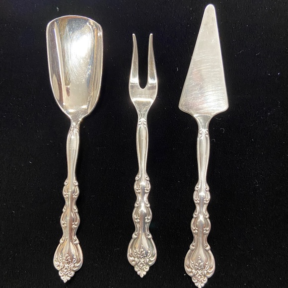 Vintage International Silverplate 3-Piece Serving Set Ornate Scoop Fork Server B - Picture 1 of 7